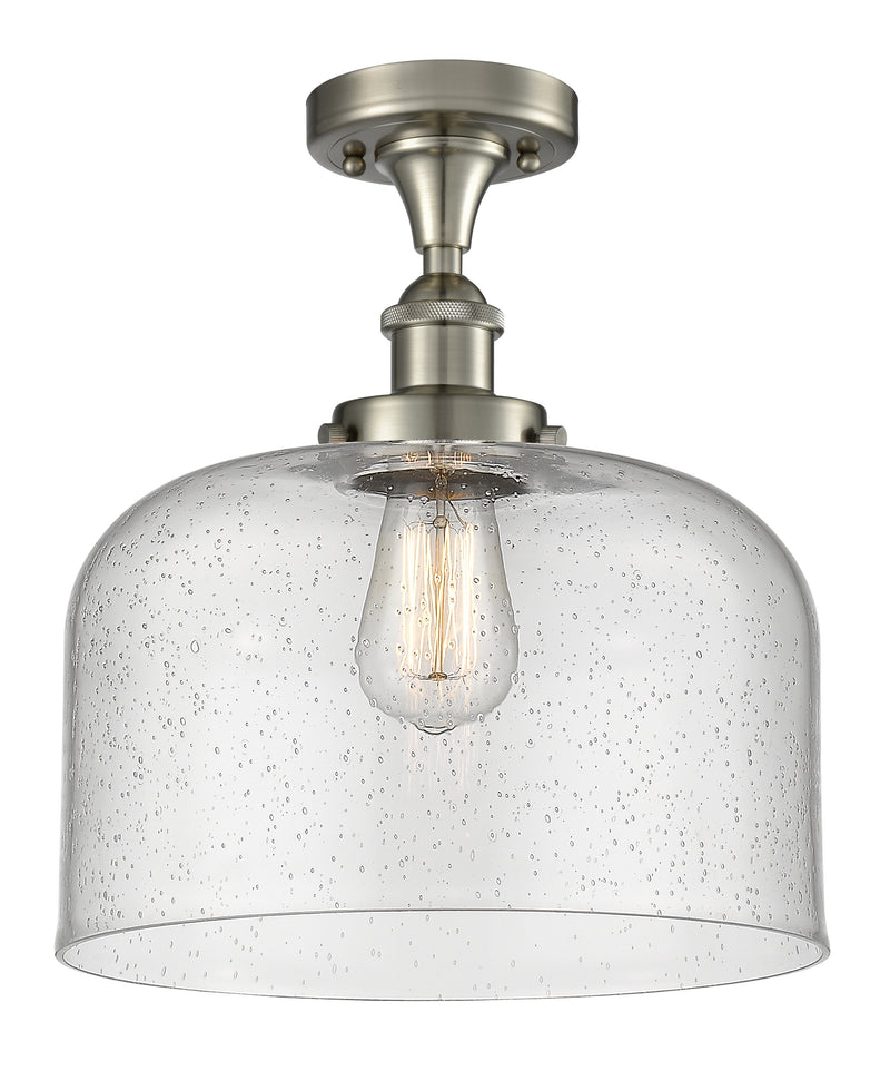 Bell Semi-Flush Mount shown in the Brushed Satin Nickel finish with a Seedy shade