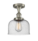 Bell Semi-Flush Mount shown in the Brushed Satin Nickel finish with a Seedy shade