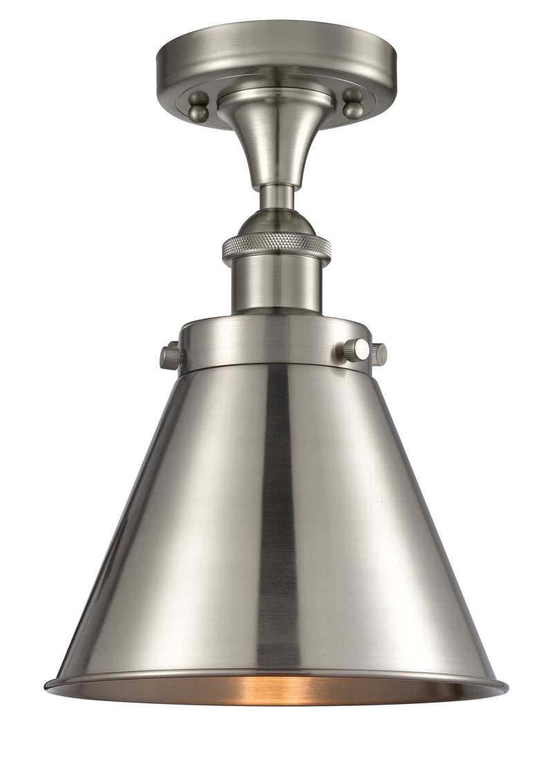 Appalachian Semi-Flush Mount shown in the Brushed Satin Nickel finish with a Brushed Satin Nickel shade