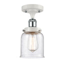 Bell Semi-Flush Mount shown in the White and Polished Chrome finish with a Seedy shade