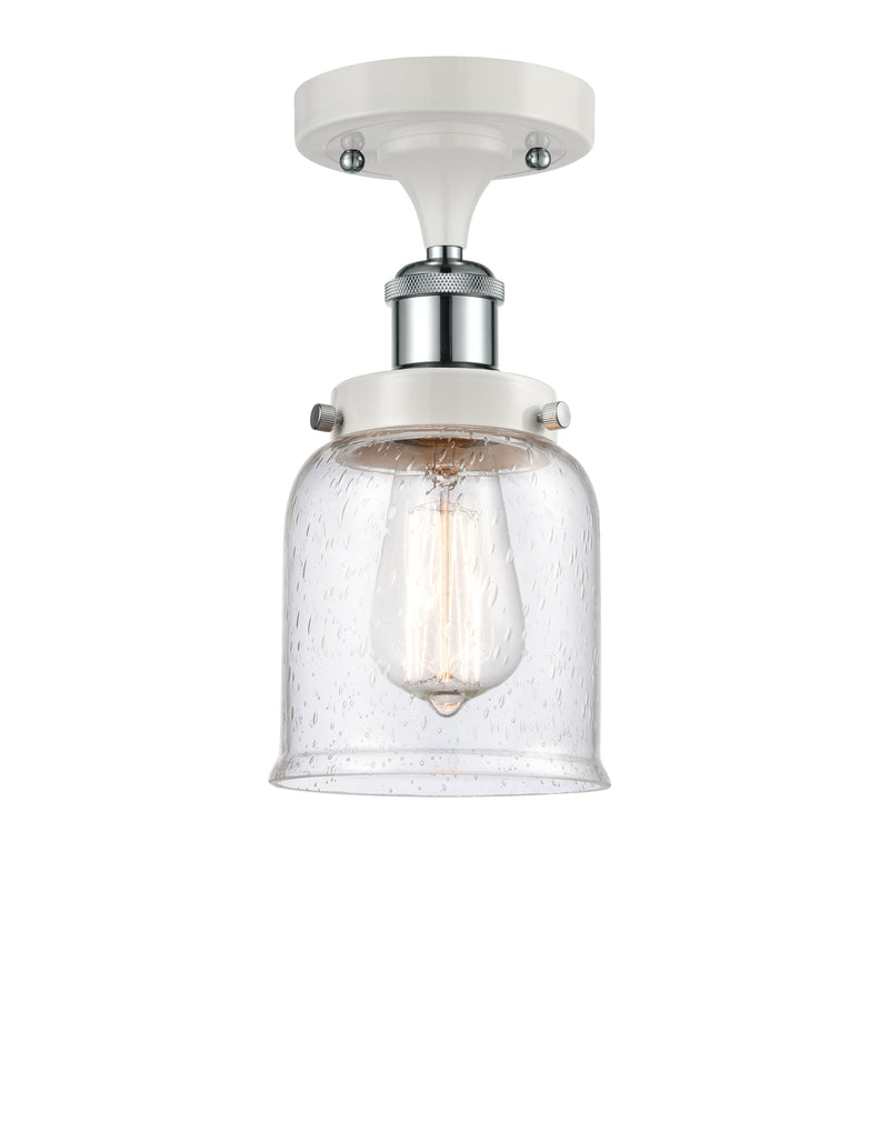 Bell Semi-Flush Mount shown in the White and Polished Chrome finish with a Seedy shade