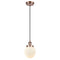 Beacon Mini Pendant shown in the Antique Copper finish with a Matte White shade