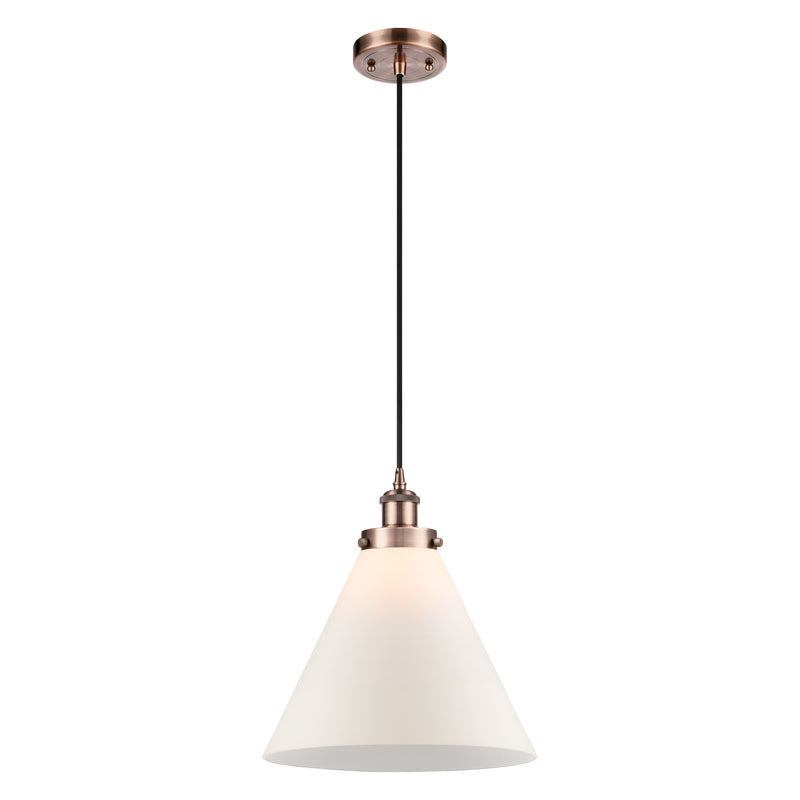 Cone Mini Pendant shown in the Antique Copper finish with a Matte White shade