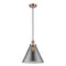 Cone Mini Pendant shown in the Antique Copper finish with a Plated Smoke shade