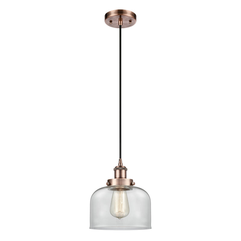 Bell Mini Pendant shown in the Antique Copper finish with a Clear shade