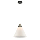 Cone Mini Pendant shown in the Black Antique Brass finish with a Matte White shade