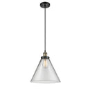 Cone Mini Pendant shown in the Black Antique Brass finish with a Clear shade