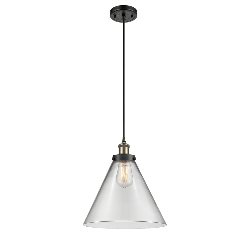 Cone Mini Pendant shown in the Black Antique Brass finish with a Clear shade