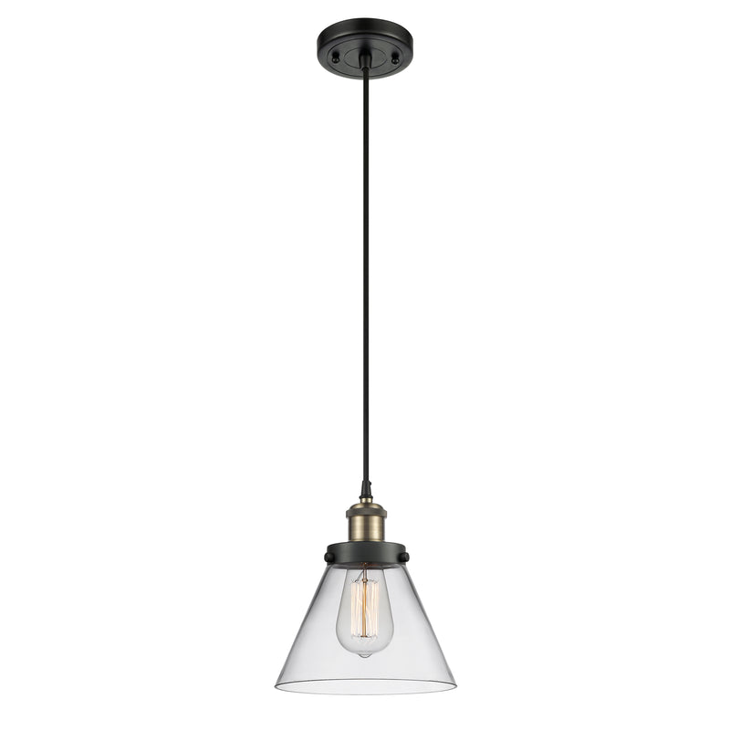 Cone Mini Pendant shown in the Black Antique Brass finish with a Clear shade