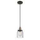 Bell Mini Pendant shown in the Black Antique Brass finish with a Seedy shade