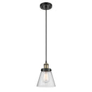 Cone Mini Pendant shown in the Black Antique Brass finish with a Seedy shade