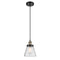 Cone Mini Pendant shown in the Black Antique Brass finish with a Seedy shade