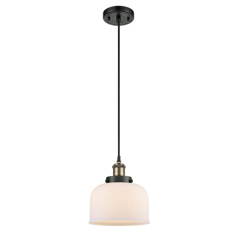 Bell Mini Pendant shown in the Black Antique Brass finish with a Matte White shade