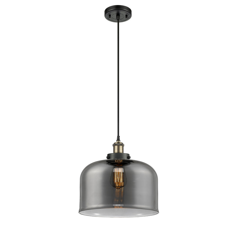 Bell Mini Pendant shown in the Black Antique Brass finish with a Plated Smoke shade