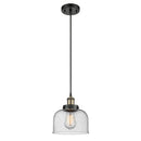 Bell Mini Pendant shown in the Black Antique Brass finish with a Seedy shade