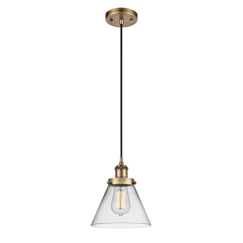 Cone Mini Pendant shown in the Brushed Brass finish with a Clear shade