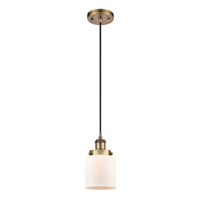 Bell Mini Pendant shown in the Brushed Brass finish with a Matte White shade