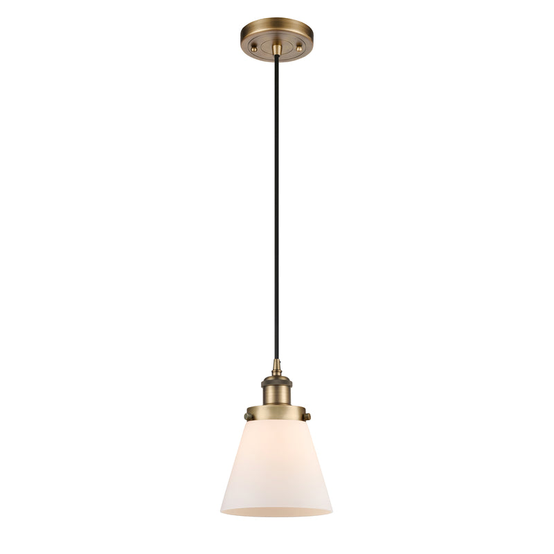 Cone Mini Pendant shown in the Brushed Brass finish with a Matte White shade