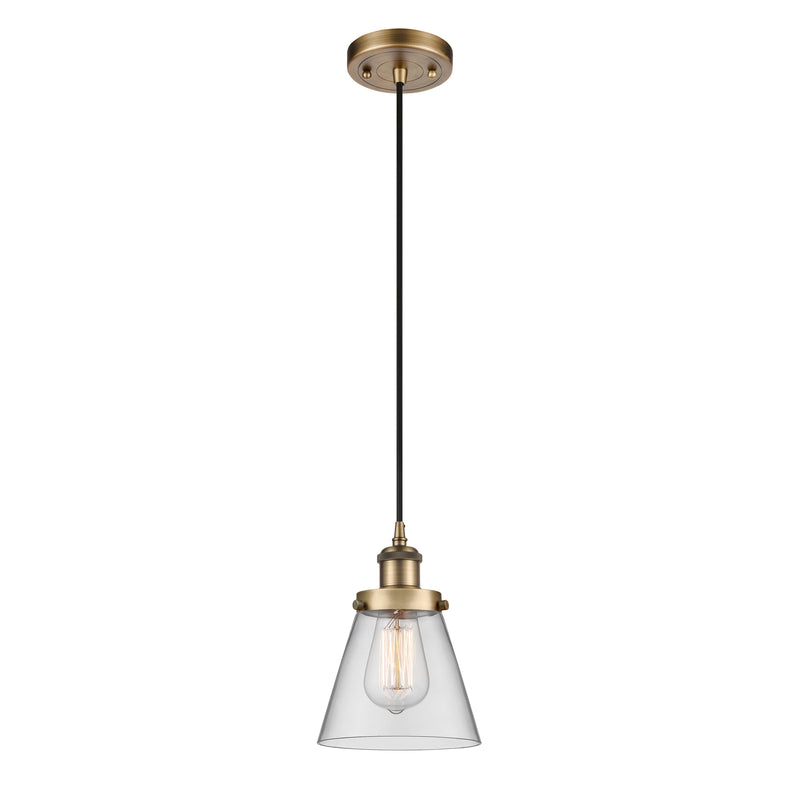 Cone Mini Pendant shown in the Brushed Brass finish with a Clear shade