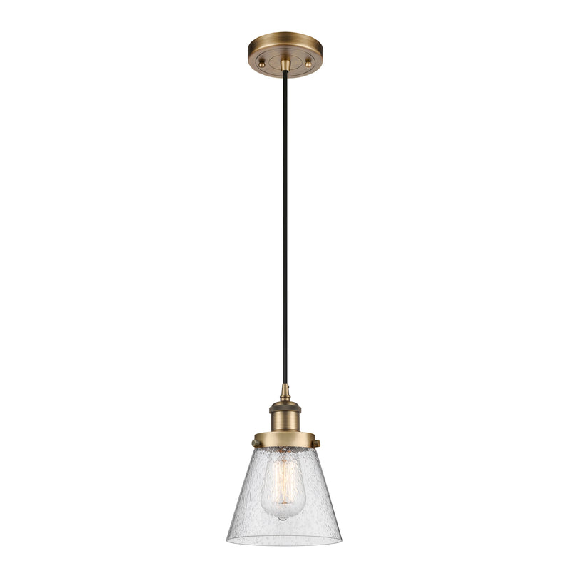 Cone Mini Pendant shown in the Brushed Brass finish with a Seedy shade