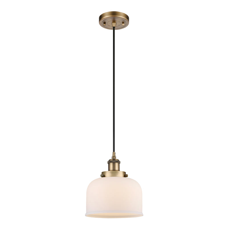 Bell Mini Pendant shown in the Brushed Brass finish with a Matte White shade