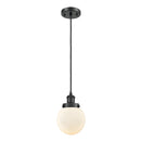 Beacon Mini Pendant shown in the Matte Black finish with a Matte White shade