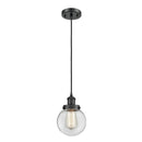 Beacon Mini Pendant shown in the Matte Black finish with a Clear shade