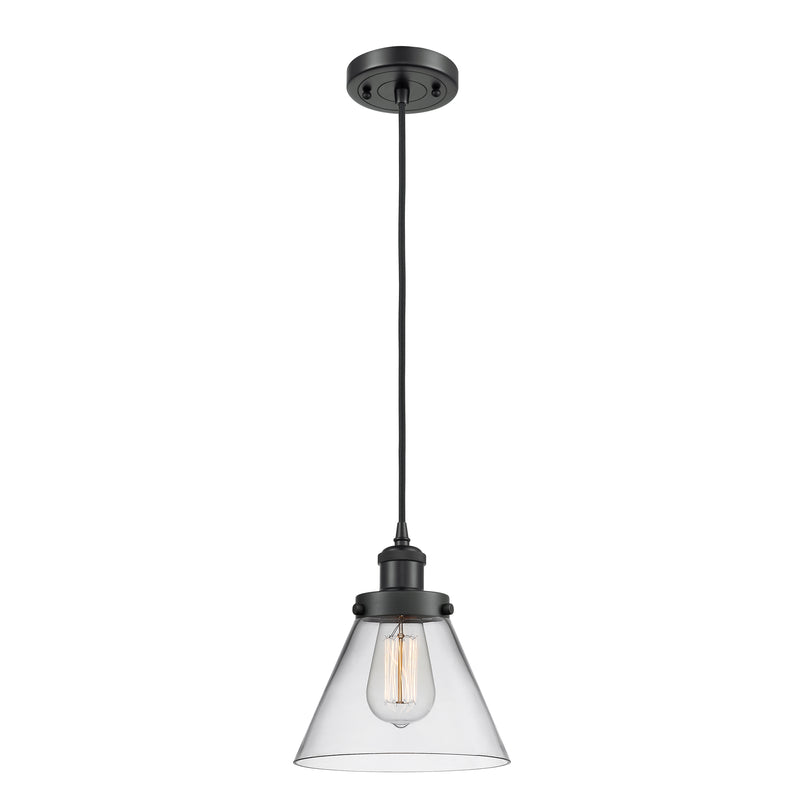 Cone Mini Pendant shown in the Matte Black finish with a Clear shade