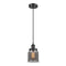 Bell Mini Pendant shown in the Matte Black finish with a Plated Smoke shade