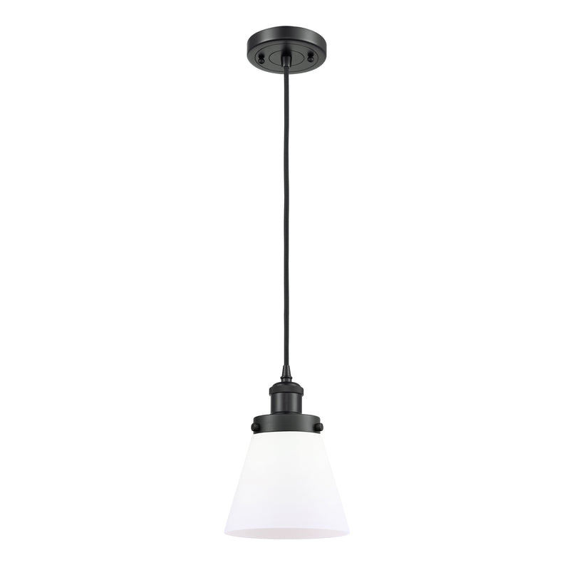 Cone Mini Pendant shown in the Matte Black finish with a Matte White shade