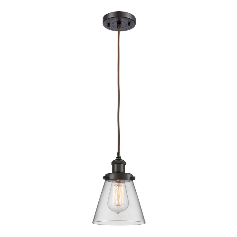 Cone Mini Pendant shown in the Oil Rubbed Bronze finish with a Clear shade