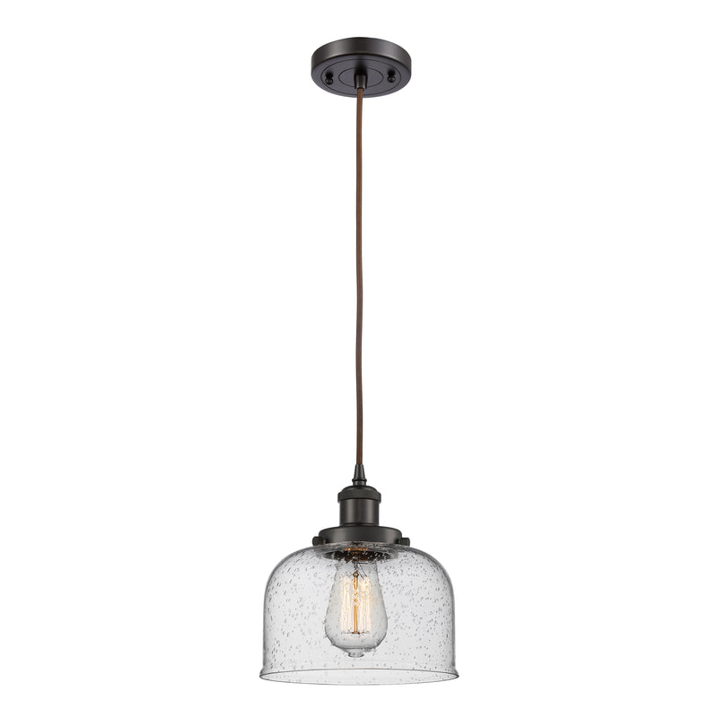 Bell Mini Pendant shown in the Oil Rubbed Bronze finish with a Seedy shade