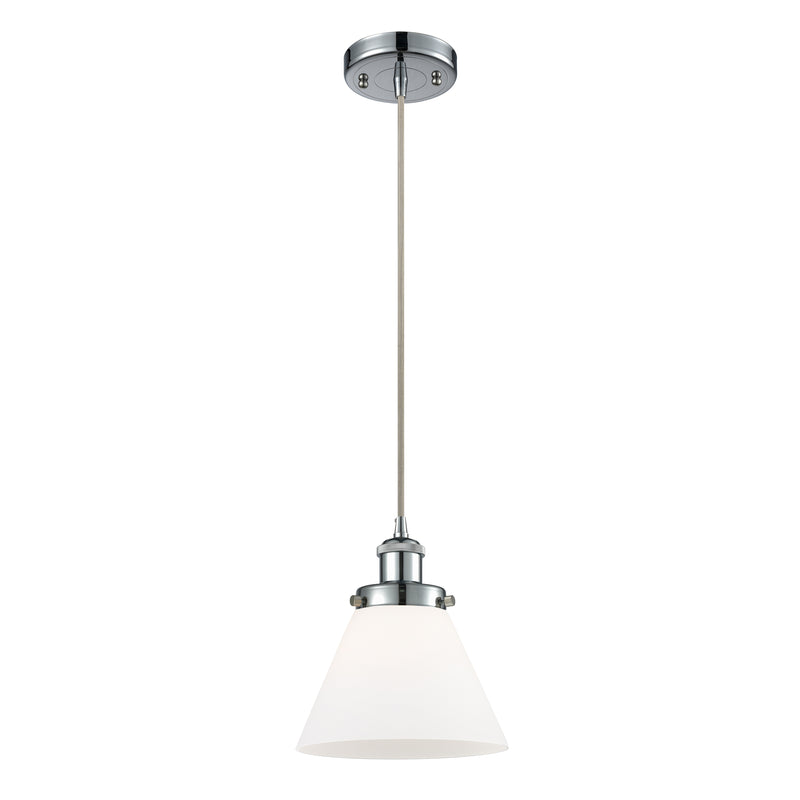 Cone Mini Pendant shown in the Polished Chrome finish with a Matte White shade