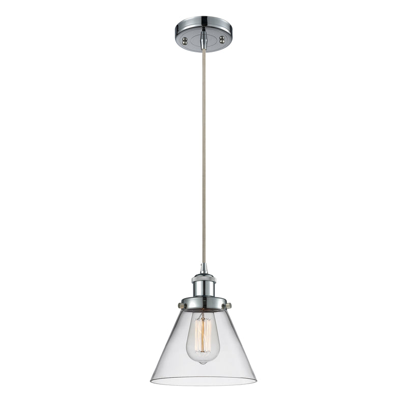 Cone Mini Pendant shown in the Polished Chrome finish with a Clear shade