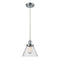 Cone Mini Pendant shown in the Polished Chrome finish with a Seedy shade