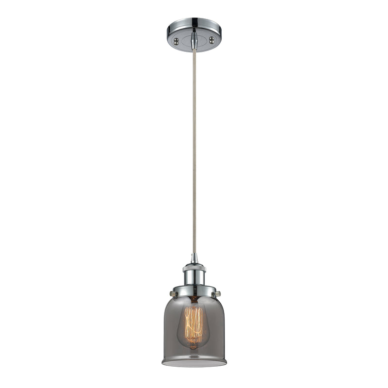 Bell Mini Pendant shown in the Polished Chrome finish with a Plated Smoke shade