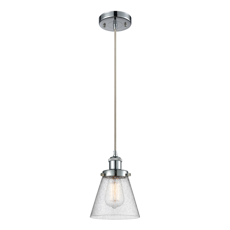 Cone Mini Pendant shown in the Polished Chrome finish with a Seedy shade