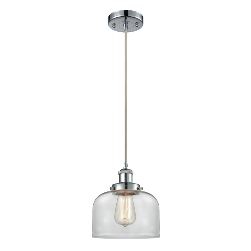 Bell Mini Pendant shown in the Polished Chrome finish with a Clear shade