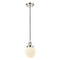 Beacon Mini Pendant shown in the Polished Nickel finish with a Matte White shade