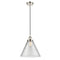 Cone Mini Pendant shown in the Polished Nickel finish with a Clear shade