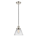 Cone Mini Pendant shown in the Polished Nickel finish with a Clear shade