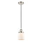 Bell Mini Pendant shown in the Polished Nickel finish with a Matte White shade