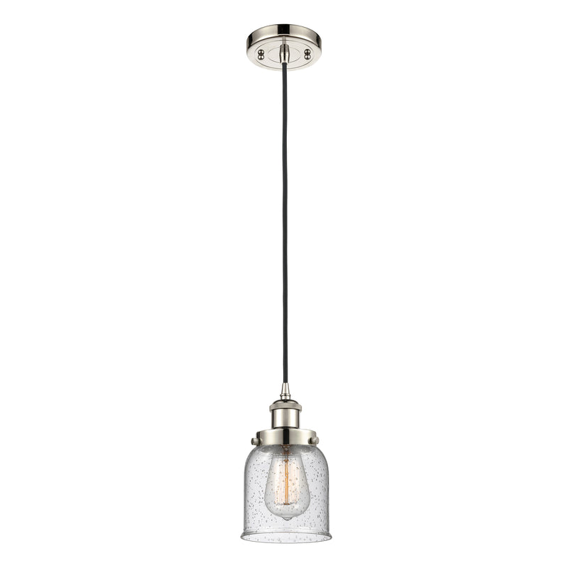 Bell Mini Pendant shown in the Polished Nickel finish with a Seedy shade