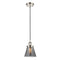 Cone Mini Pendant shown in the Polished Nickel finish with a Plated Smoke shade