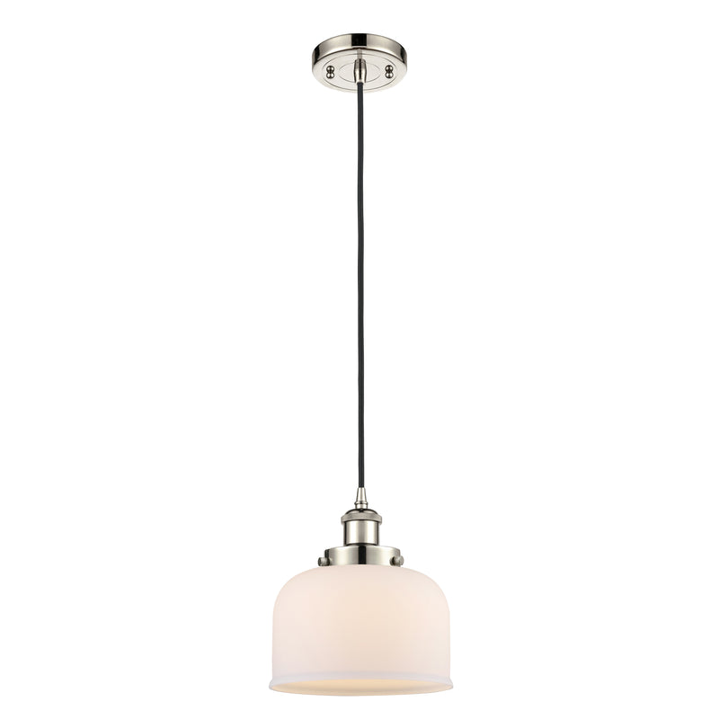 Bell Mini Pendant shown in the Polished Nickel finish with a Matte White shade