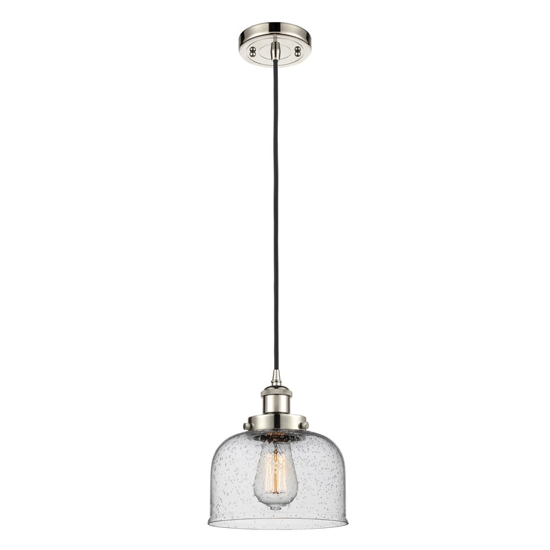 Bell Mini Pendant shown in the Polished Nickel finish with a Seedy shade