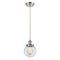 Beacon Mini Pendant shown in the Brushed Satin Nickel finish with a Clear shade