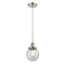 Beacon Mini Pendant shown in the Brushed Satin Nickel finish with a Seedy shade