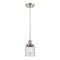 Bell Mini Pendant shown in the Brushed Satin Nickel finish with a Clear shade