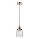 Bell Mini Pendant shown in the Brushed Satin Nickel finish with a Clear shade